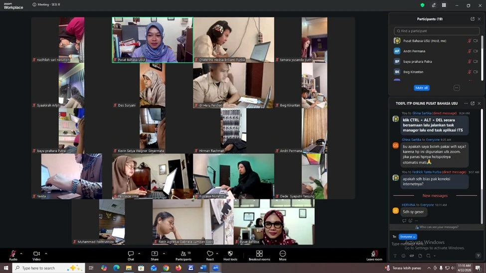 TOEFL ITP ONSITE AND ONLINE IMPLEMENTATION - 22 APRIL 2026